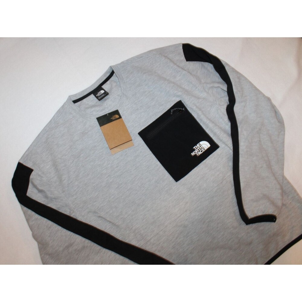 The North Face Men's Fleece Tech Crewneck Sweatshirt Size Gray Black SZ S